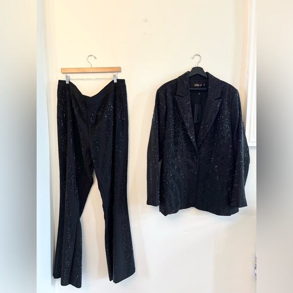 Fashion nova nova luxe NWT Karina suit set black beaded crystal gala wedding 3X - Picture 4 of 16